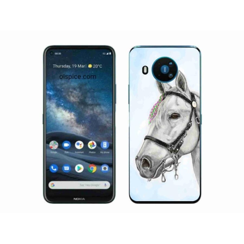 Gelový kryt mmCase na mobil Nokia 8.3 5G - bílý kůň 1