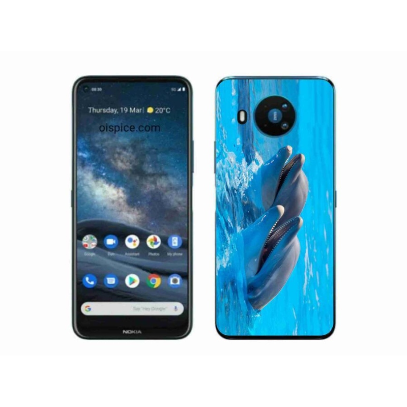 Gelový kryt mmCase na mobil Nokia 8.3 5G - delfíni