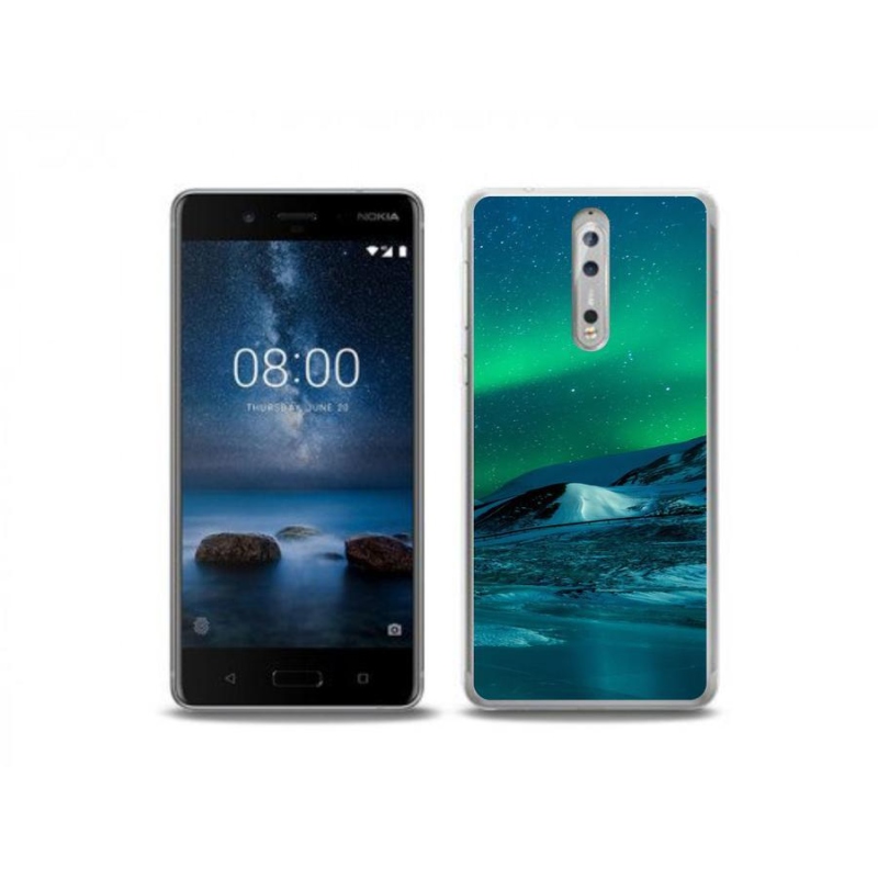 Gelový kryt mmCase na mobil Nokia 8 - polární záře