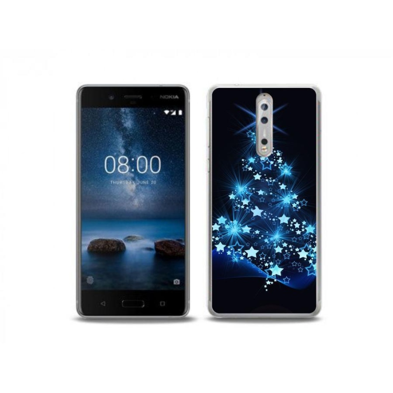Gelový kryt mmCase na mobil Nokia 8 - vánoční stromek
