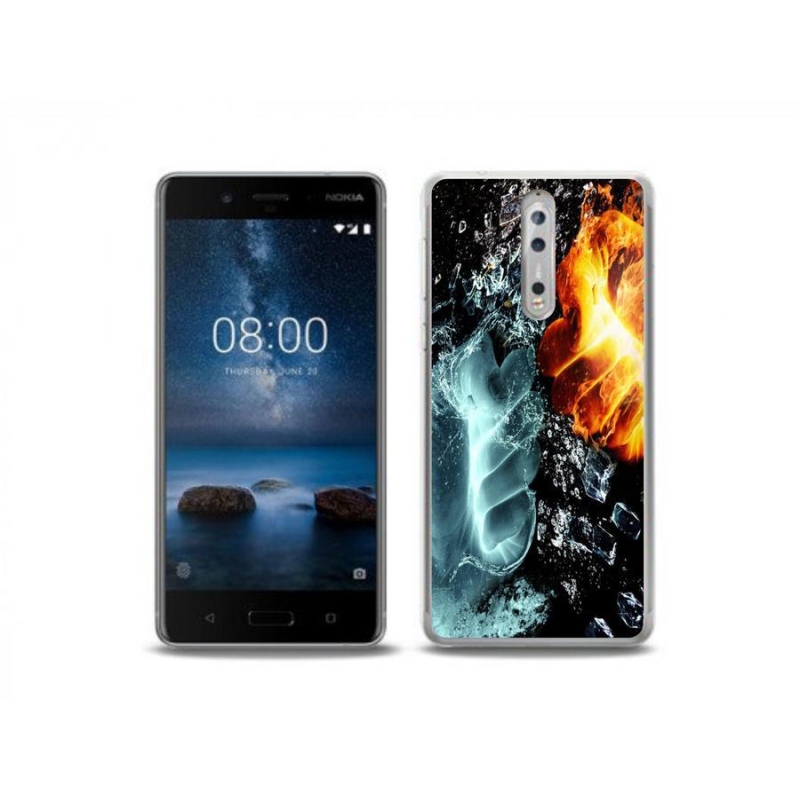 Gelový kryt mmCase na mobil Nokia 8 - voda a oheň