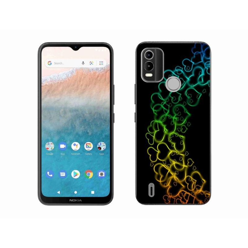 Gelový kryt mmCase na mobil Nokia C21 Plus - barevná srdíčka