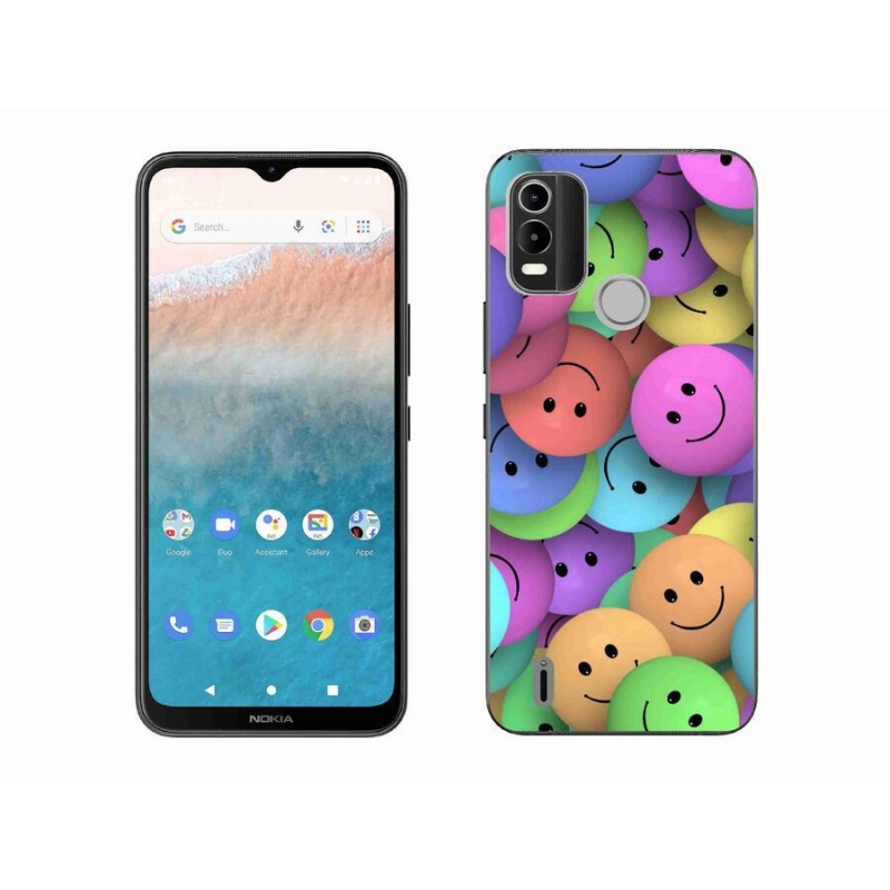 Gelový kryt mmCase na mobil Nokia C21 Plus - barevní smajlíci