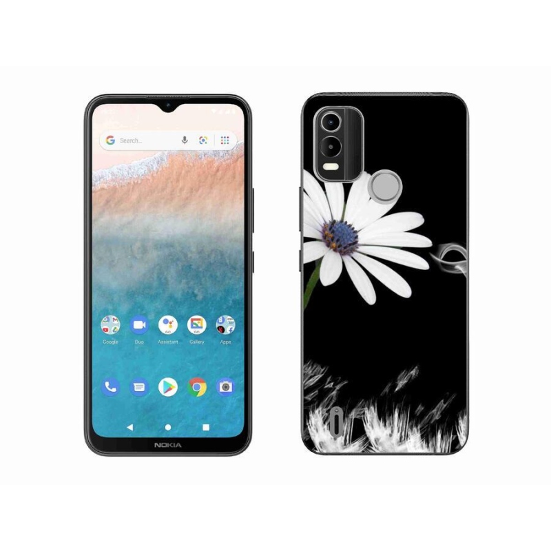 Gelový kryt mmCase na mobil Nokia C21 Plus - bílá květina