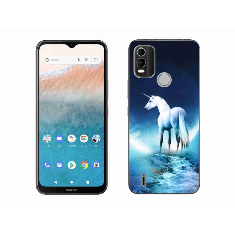 Gelový kryt mmCase na mobil Nokia C21 Plus - bílý jednorožec