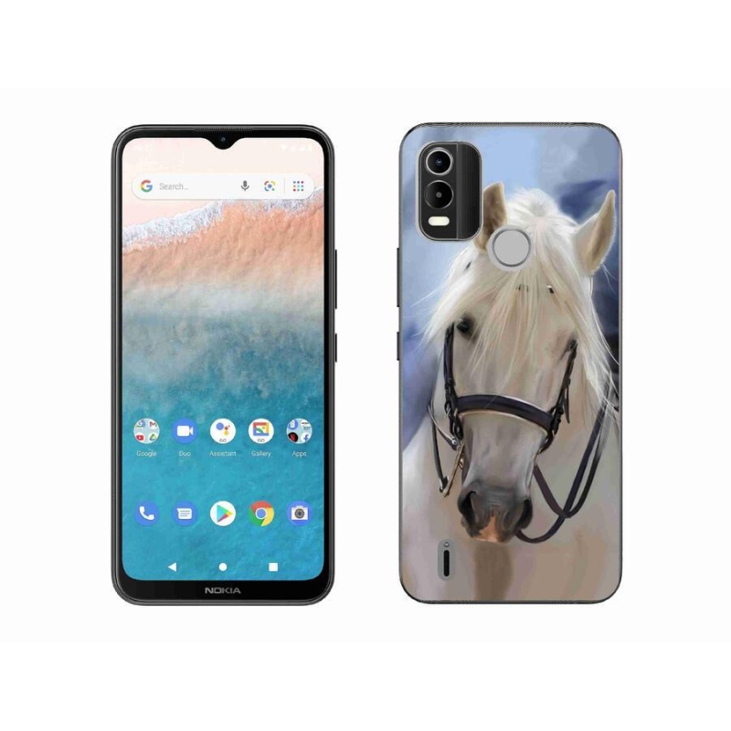 Gelový kryt mmCase na mobil Nokia C21 Plus - bílý kůň