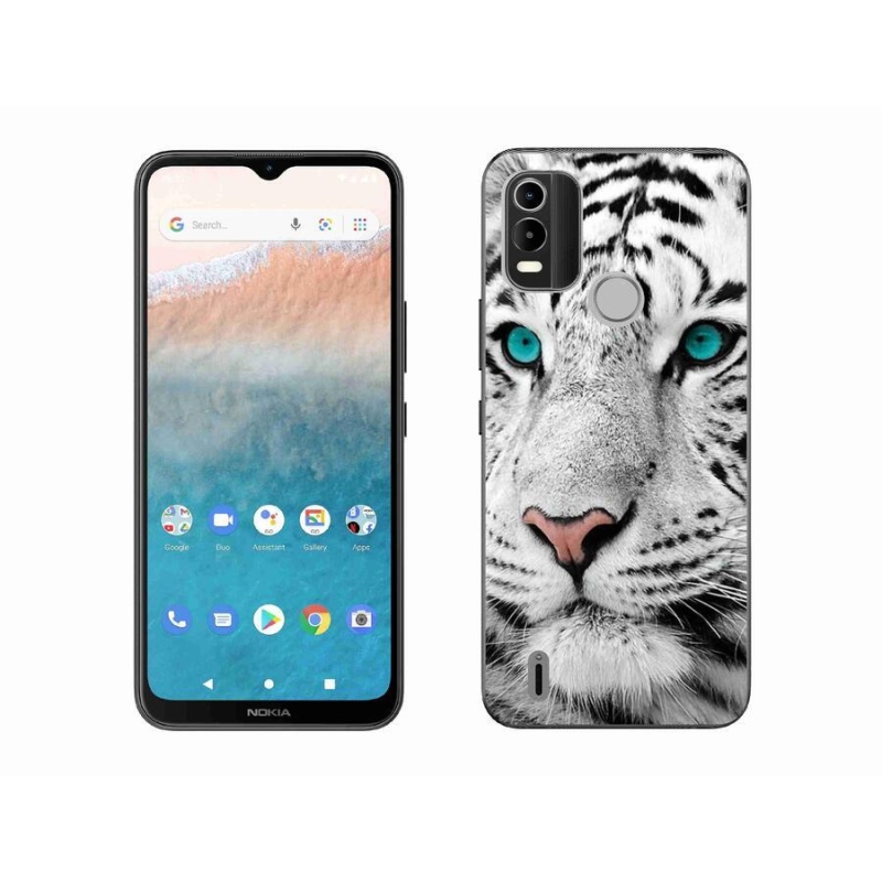 Gelový kryt mmCase na mobil Nokia C21 Plus - bílý tygr