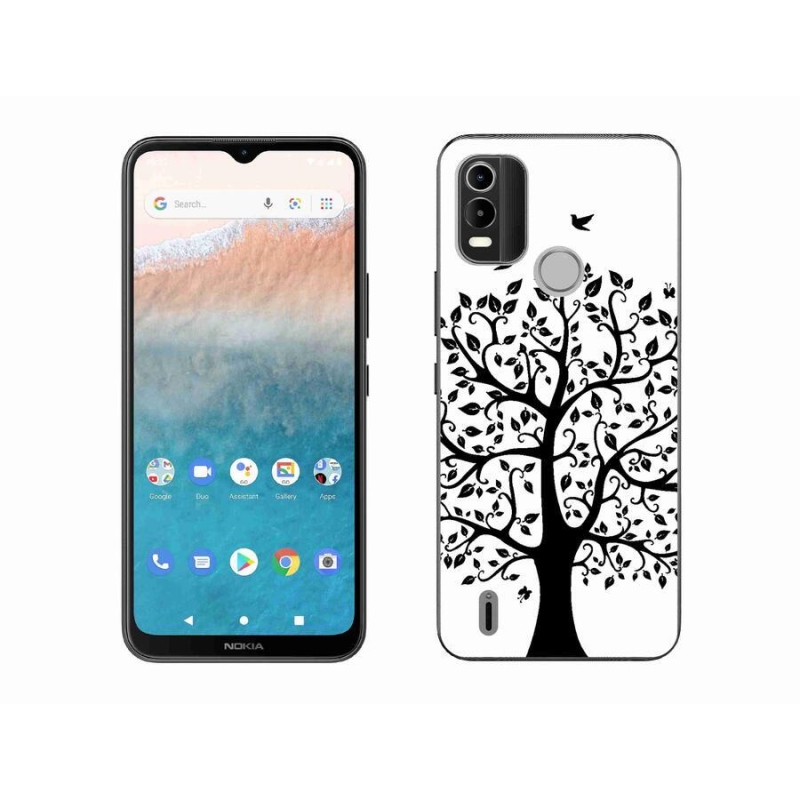 Gelový kryt mmCase na mobil Nokia C21 Plus - černobílý strom