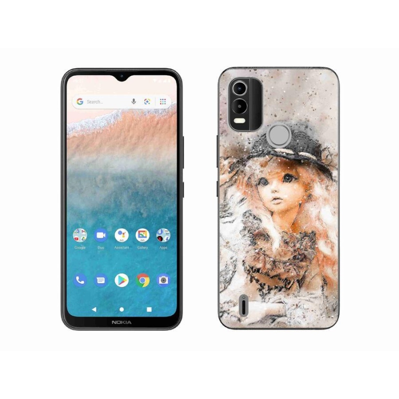Gelový kryt mmCase na mobil Nokia C21 Plus - holčička s kloboukem