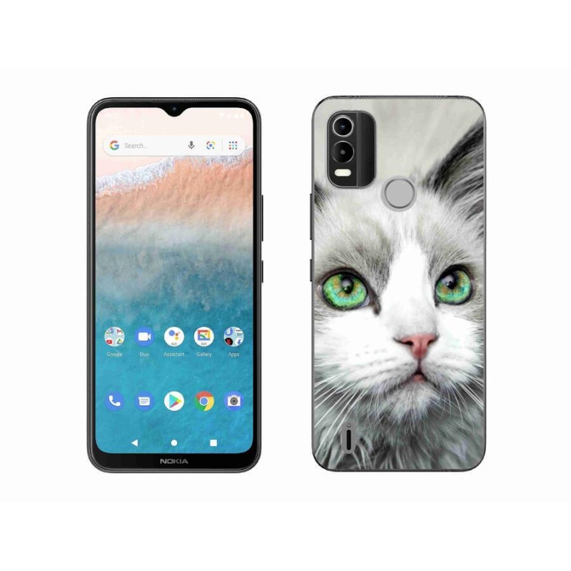 Gelový kryt mmCase na mobil Nokia C21 Plus - kočičí pohled