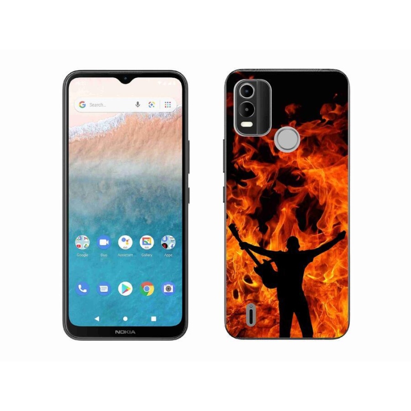 Gelový kryt mmCase na mobil Nokia C21 Plus - muzikant a oheň