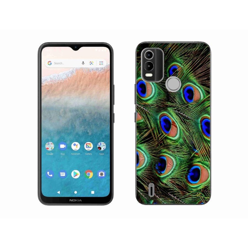 Gelový kryt mmCase na mobil Nokia C21 Plus - paví peří