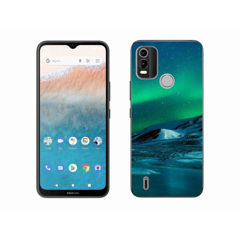 Gelový kryt mmCase na mobil Nokia C21 Plus - polární záře
