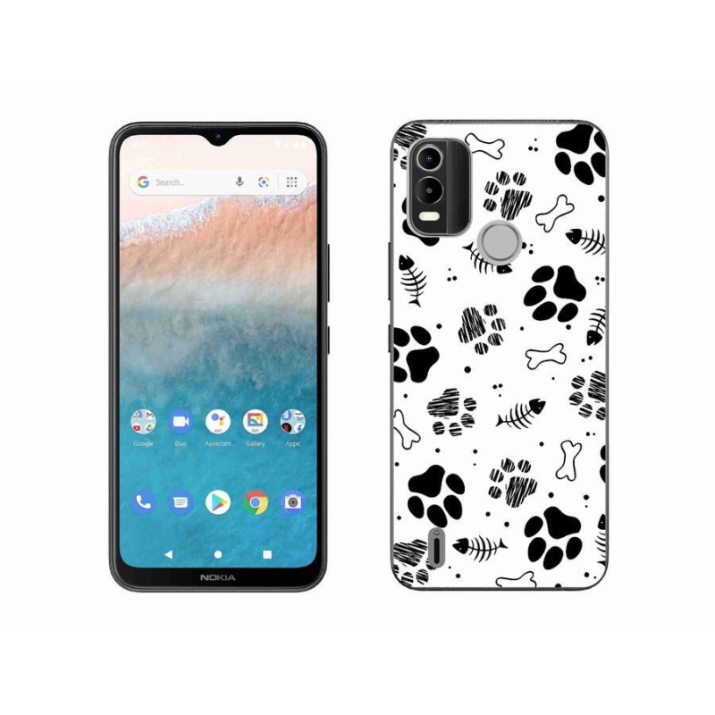 Gelový kryt mmCase na mobil Nokia C21 Plus - psí tlapky 1
