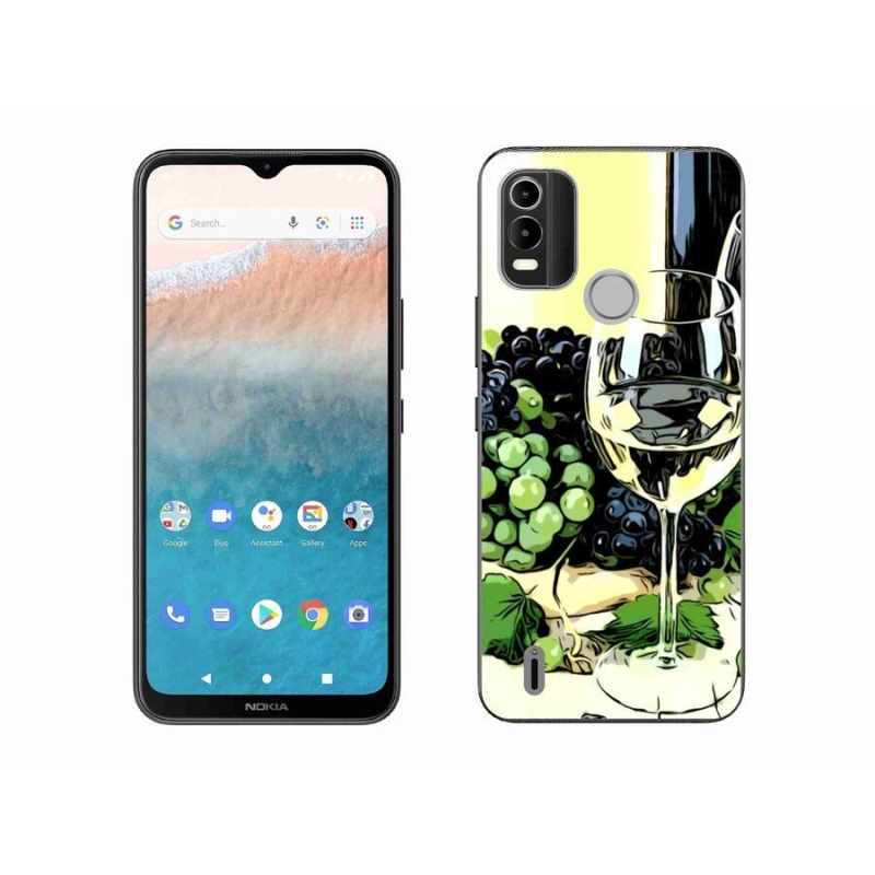 Gelový kryt mmCase na mobil Nokia C21 Plus - sklenka vína