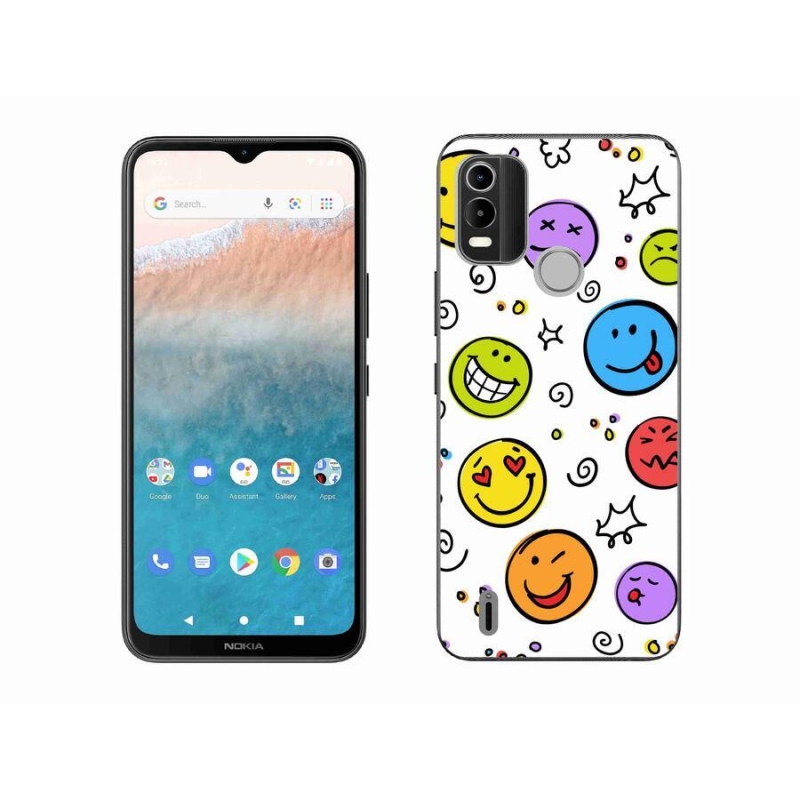Gelový kryt mmCase na mobil Nokia C21 Plus - smajlíci