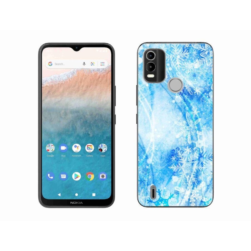 Gelový kryt mmCase na mobil Nokia C21 Plus - sněhové vločky