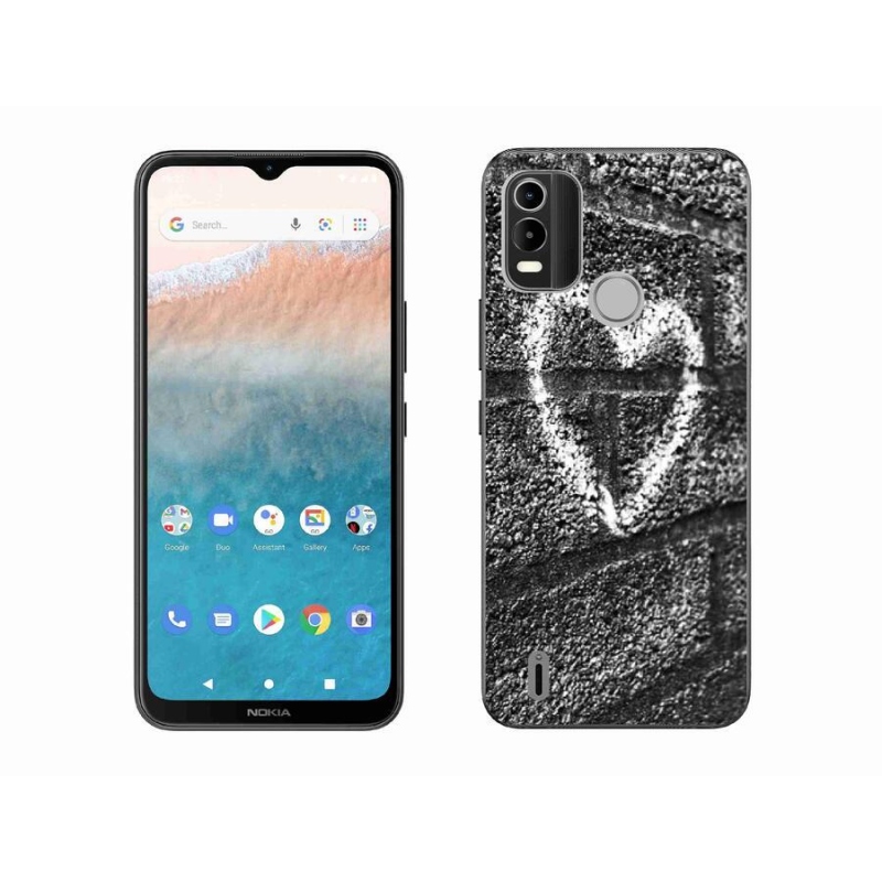 Gelový kryt mmCase na mobil Nokia C21 Plus - srdce na zdi