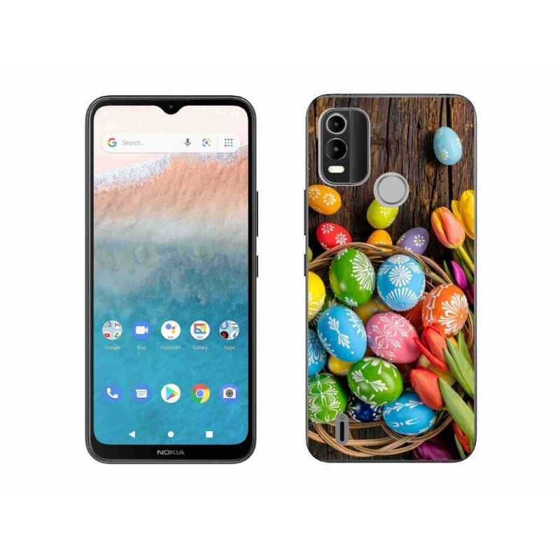 Gelový kryt mmCase na mobil Nokia C21 Plus - velikonoční vajíčka