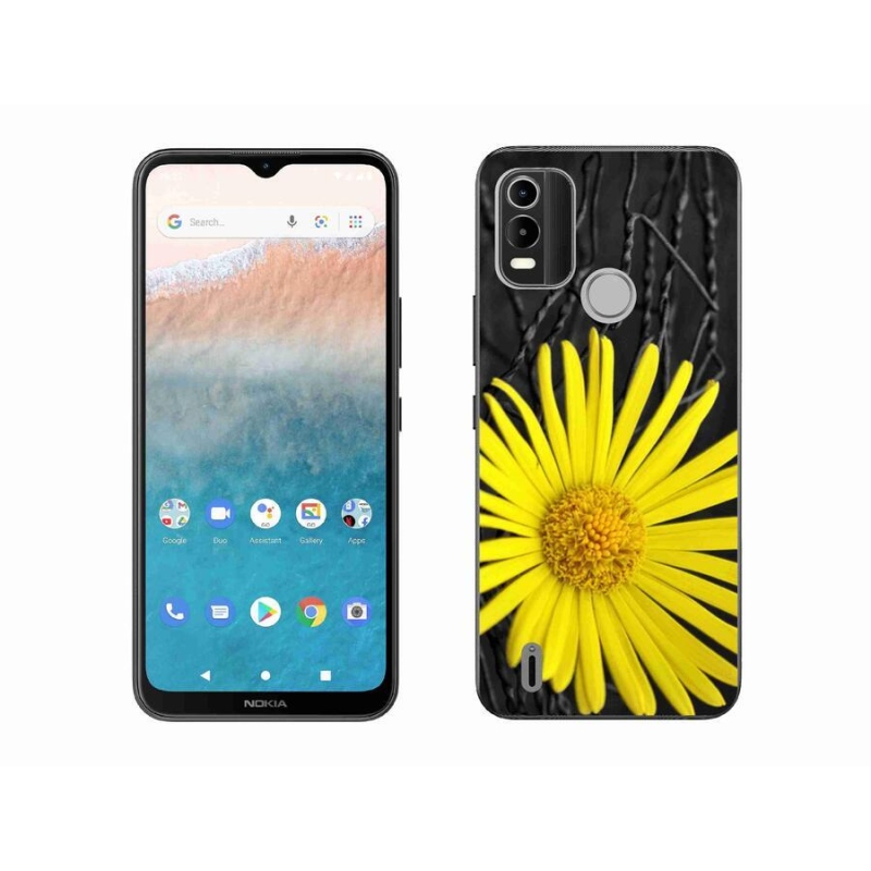 Gelový kryt mmCase na mobil Nokia C21 Plus - žlutá květina