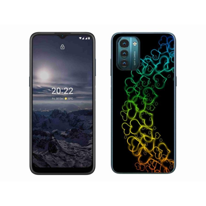 Gelový kryt mmCase na mobil Nokia G11/G21 - barevná srdíčka