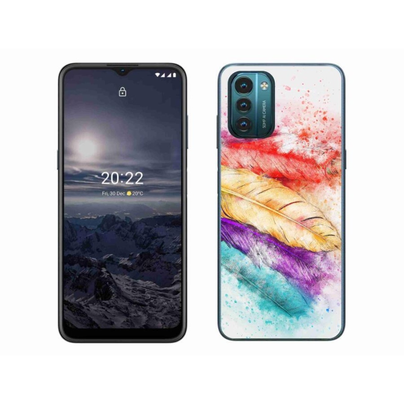 Gelový kryt mmCase na mobil Nokia G11/G21 - barevné peří