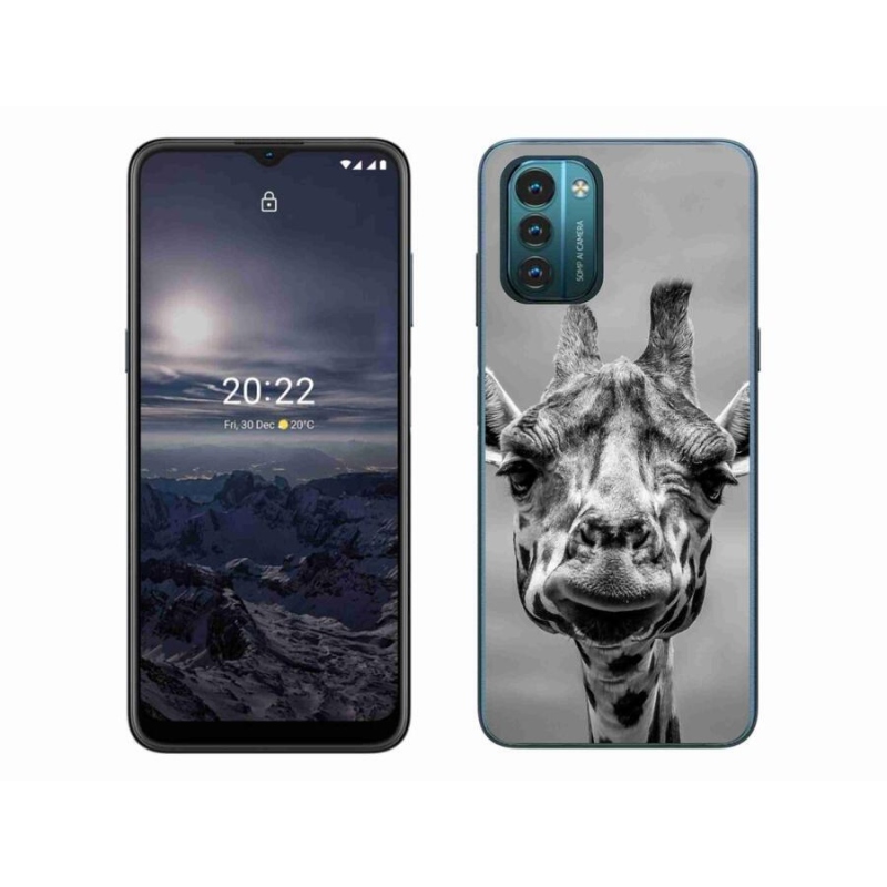 Gelový kryt mmCase na mobil Nokia G11/G21 - černobílá žirafa