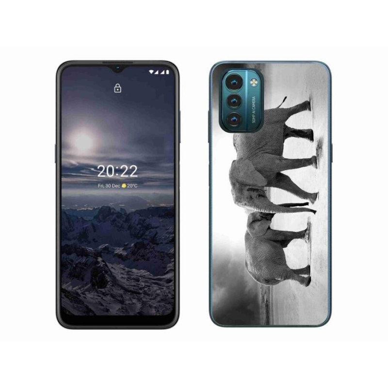 Gelový kryt mmCase na mobil Nokia G11/G21 - černobílí sloni