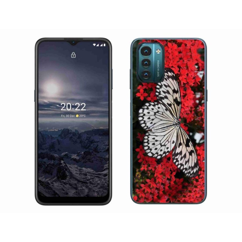 Gelový kryt mmCase na mobil Nokia G11/G21 - černobílý motýl 1