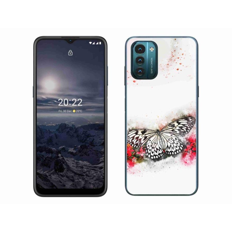 Gelový kryt mmCase na mobil Nokia G11/G21 - černobílý motýl