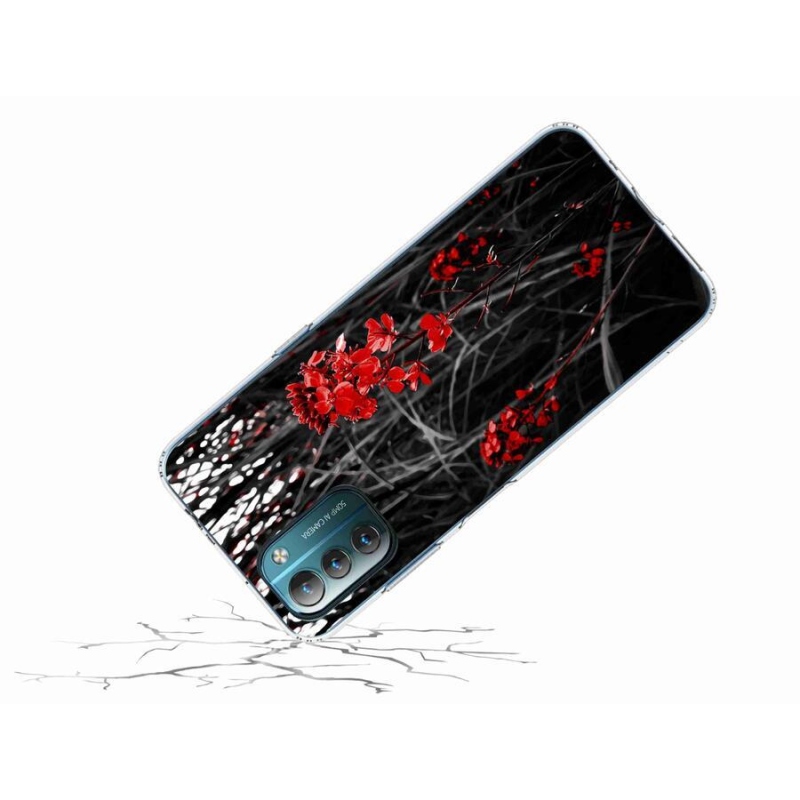 Gelový kryt mmCase na mobil Nokia G11/G21 - červená rostlina