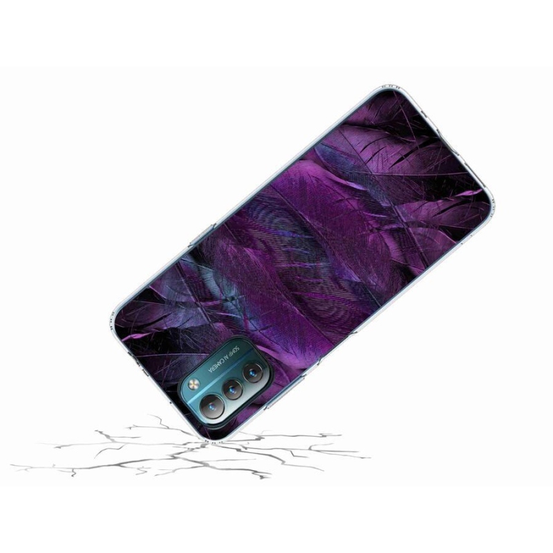 Gelový kryt mmCase na mobil Nokia G11/G21 - fialová pírka