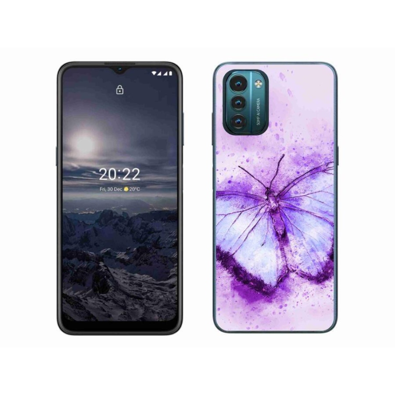 Gelový kryt mmCase na mobil Nokia G11/G21 - fialový motýl