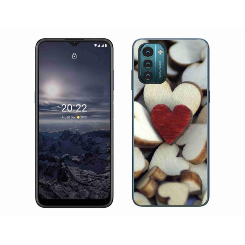 Gelový kryt mmCase na mobil Nokia G11/G21 - gravírované červené srdce