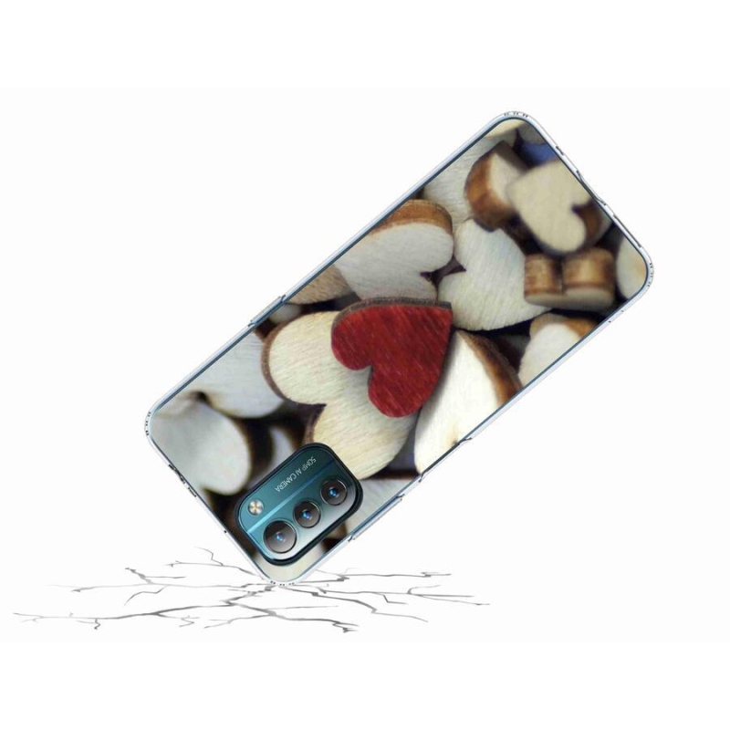 Gelový kryt mmCase na mobil Nokia G11/G21 - gravírované červené srdce