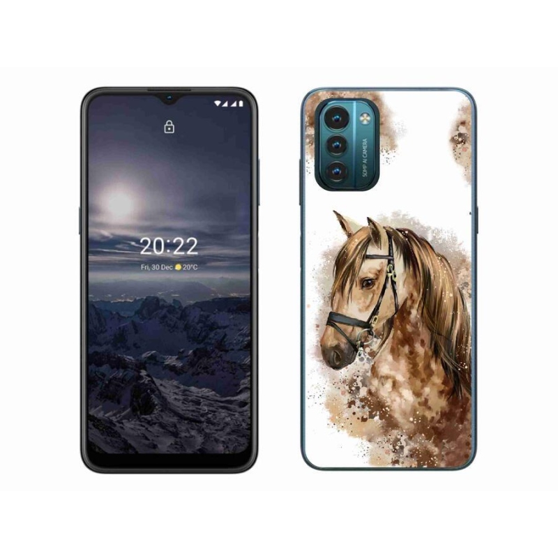 Gelový kryt mmCase na mobil Nokia G11/G21 - hnědý kreslený kůň