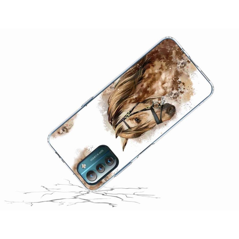 Gelový kryt mmCase na mobil Nokia G11/G21 - hnědý kreslený kůň