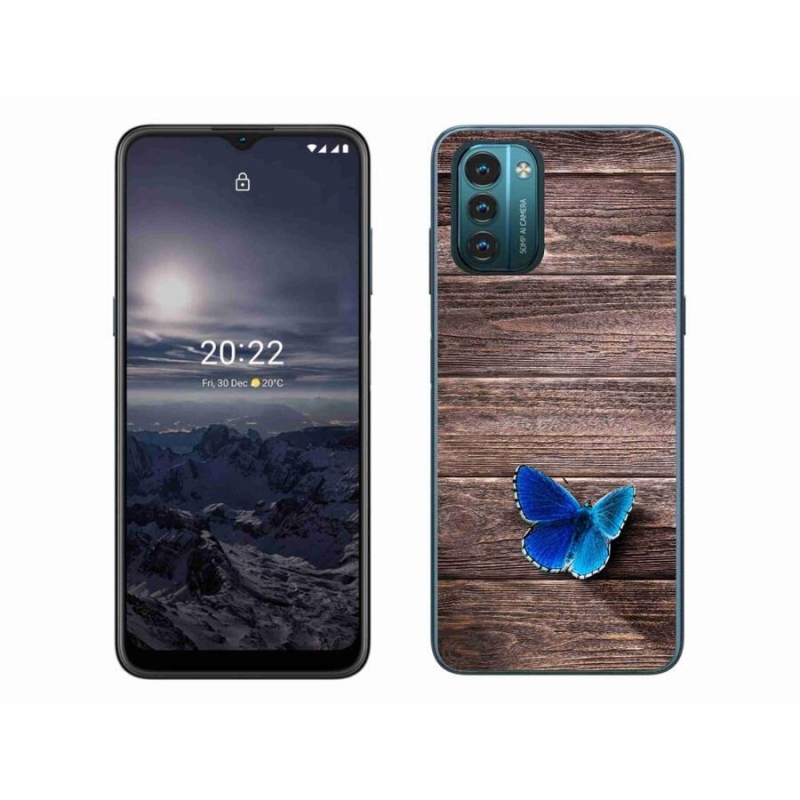 Gelový kryt mmCase na mobil Nokia G11/G21 - modrý motýl 1