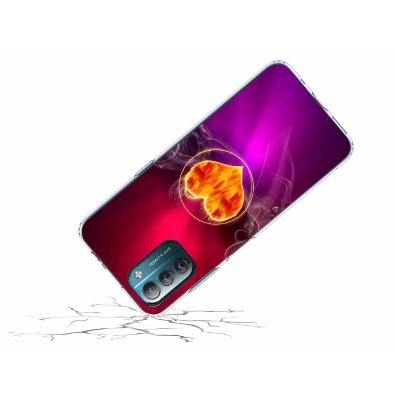 Gelový kryt mmCase na mobil Nokia G11/G21 - ohnivé srdce