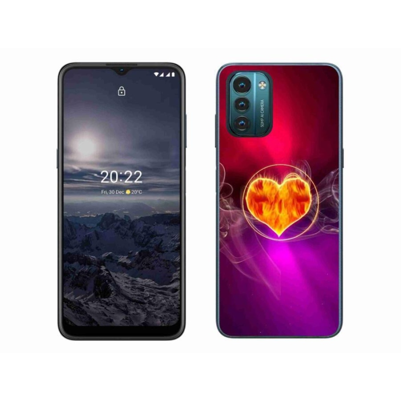 Gelový kryt mmCase na mobil Nokia G11/G21 - ohnivé srdce
