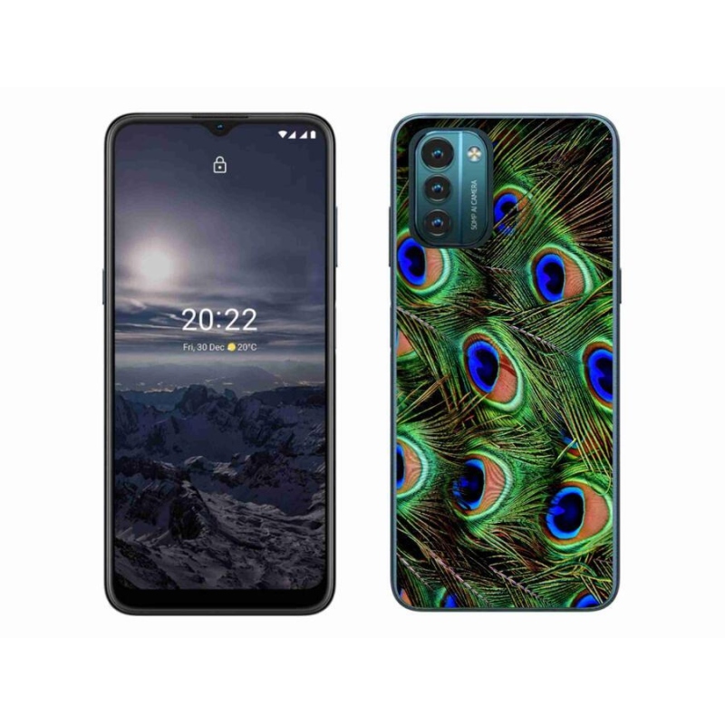 Gelový kryt mmCase na mobil Nokia G11/G21 - paví peří