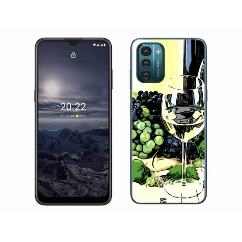 Gelový kryt mmCase na mobil Nokia G11/G21 - sklenka vína
