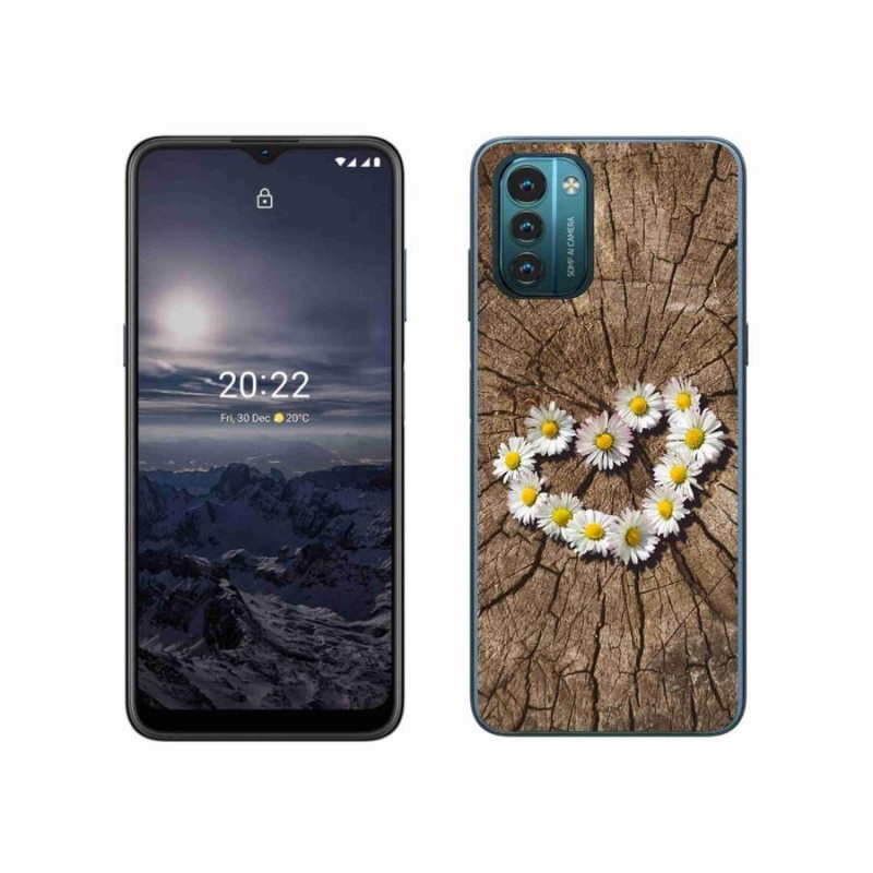 Gelový kryt mmCase na mobil Nokia G11/G21 - srdce z kopretin