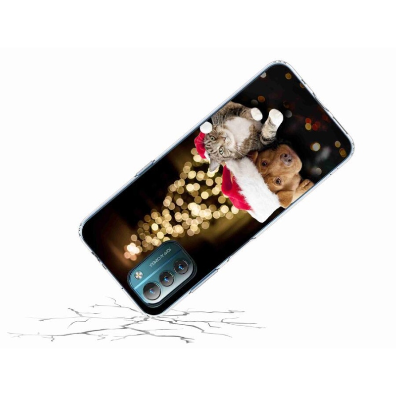 Gelový kryt mmCase na mobil Nokia G11/G21 - vánoční pes a kočka