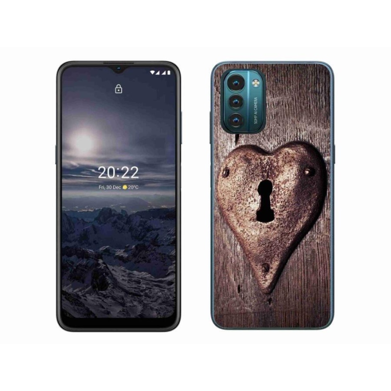 Gelový kryt mmCase na mobil Nokia G11/G21 - zámek ve tvaru srdce