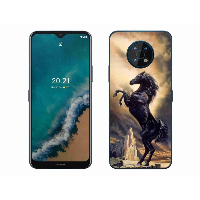 Gelový kryt mmCase na mobil Nokia G50 - černý kreslený kůň