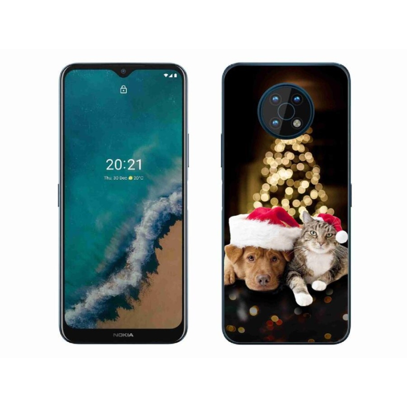 Gelový kryt mmCase na mobil Nokia G50 - vánoční pes a kočka