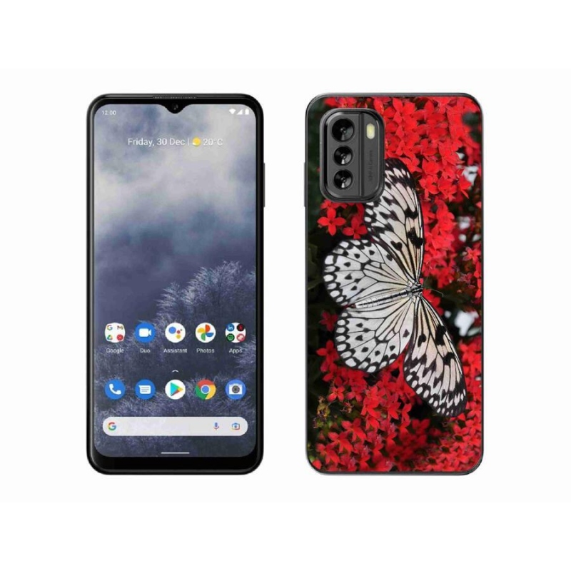 Gelový kryt mmCase na mobil Nokia G60 5G - černobílý motýl 1