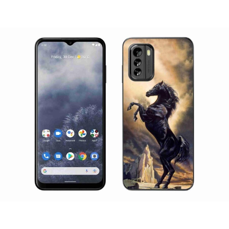 Gelový kryt mmCase na mobil Nokia G60 5G - černý kreslený kůň