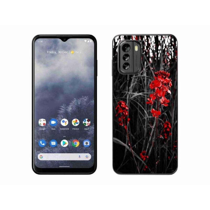 Gelový kryt mmCase na mobil Nokia G60 5G - červená rostlina
